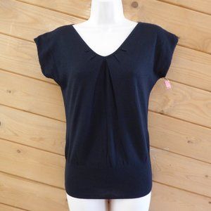 Banana Republic Black V-neck Lightweight Knit Sweater Silk Blend Top S